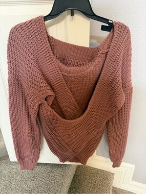 Windsor Mauve Off-the-Shoulder Chunky Knit Sweater